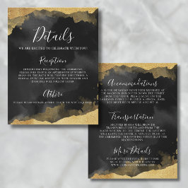 Gold Watercolor Mitzvah Event Details Karte