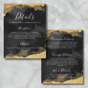 Gold Watercolor Mitzvah Event Details Karte