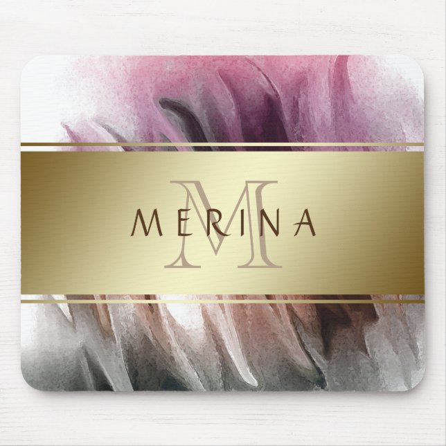Gold Watercolor Monogram personalisieren Mousepad (Vorne)