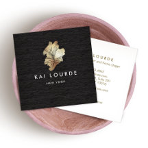 Gold Watercolor Pflanze Wood Business Card