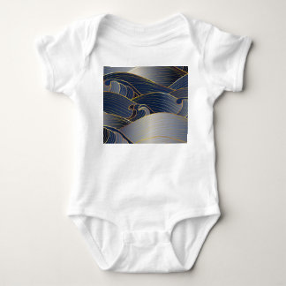 Gold Wave Lines, Abstrakt Vintag. Baby Strampler