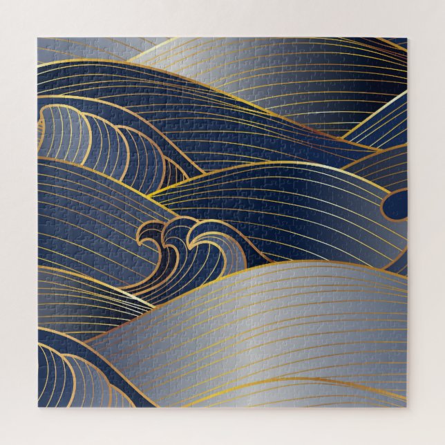 Gold Wave Lines, Abstrakt Vintag. Puzzle (Vertikal)