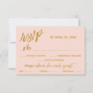 Gold Waves Handschrift Rosa Dinner Optionen RSVP Karte