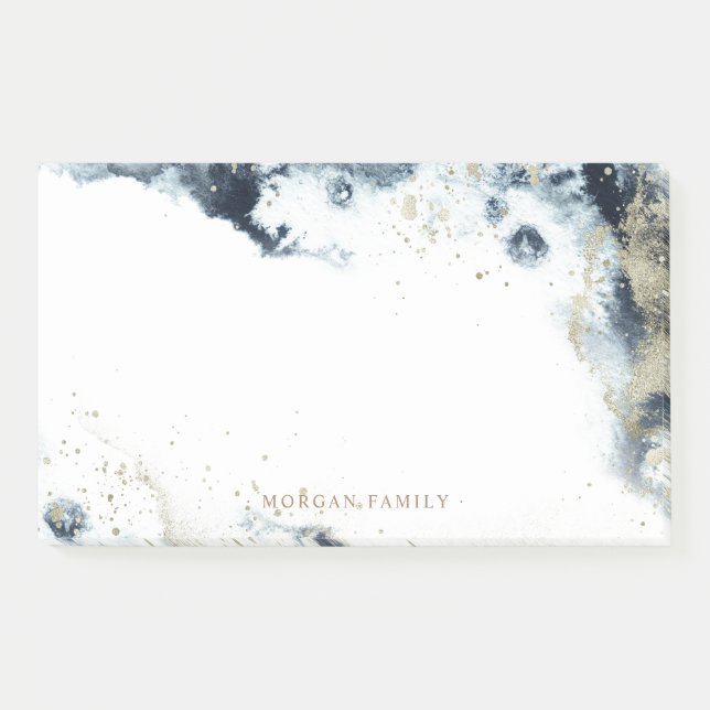 Gold Waves Monogram Post-It Notes Klebezettel (Vorderseite)