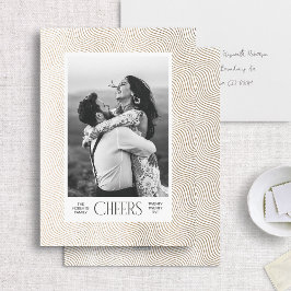 Gold Wavy Lines Etched Border Elegantes Neues Jahr Feiertagskarte