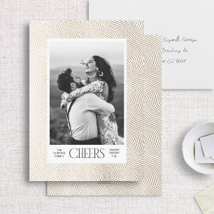 Gold Wavy Lines Etched Border Elegantes Neues Jahr Feiertagskarte