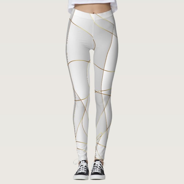 Gold Wavy Lines Leggings (Vorderseite)