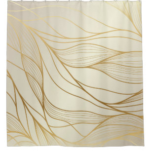 Gold Wavy Pattern. Luxurious golden linear Duschvorhang