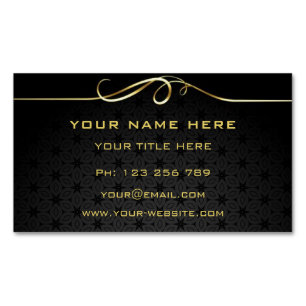 Gold Wavy Ribbon & Golden Text Schwarz Beruflich Magnetische Visitenkarte