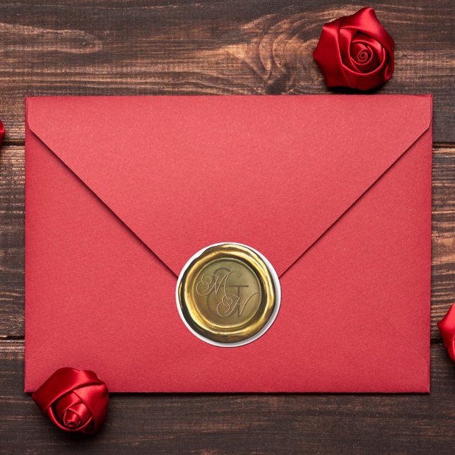 Gold Wax Siegel Vintag angepasste Hochzeitskleber Runder Aufkleber (Von Creator hochgeladen)
