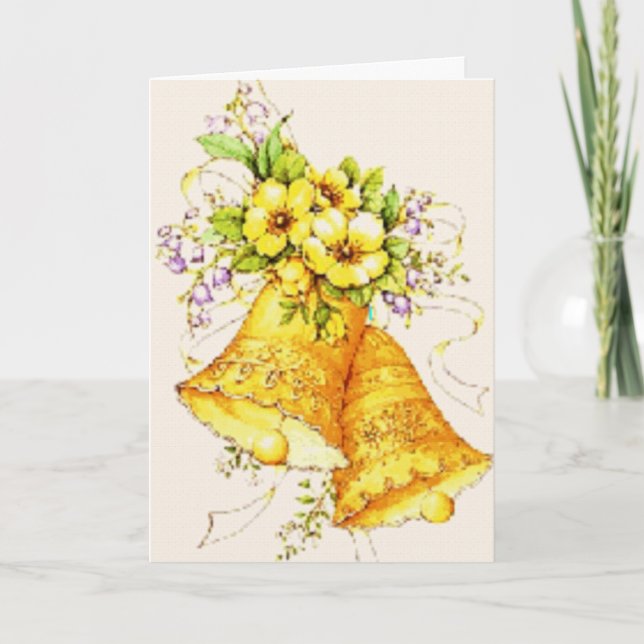 Gold Wedding Bells Einladung (Vorderseite)