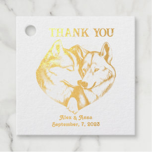 Gold Wedding Danke, Wolf Couple Geschenkanhänger