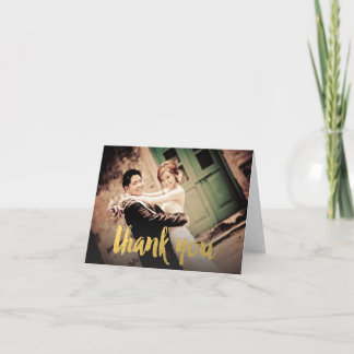 Gold Wedding Dankeschön Script Foto Grußkarte Dankeskarte