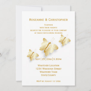 Gold Wedding Einladung Schmetterlinge Design