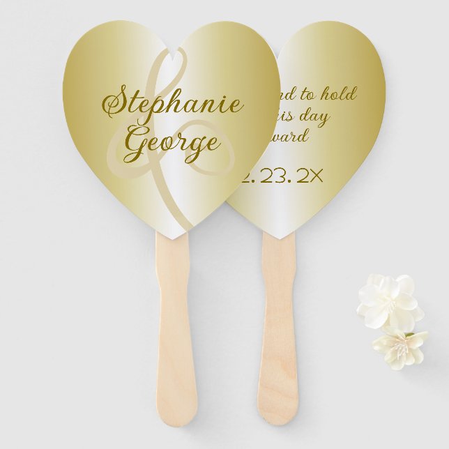 Gold Wedding Fans haben und halten Sprichwort Fächer (Vorne und Hinten)