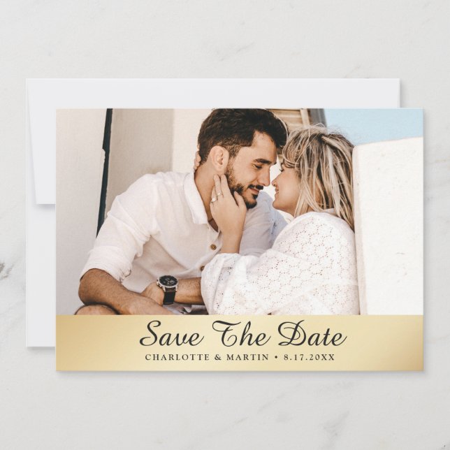 Gold Wedding Foto speichert die Datumskarten Save The Date (Vorderseite)