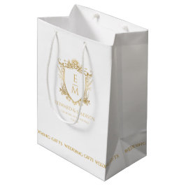 Gold Wedding Initials & Wedding Floral Wappen Mittlere Geschenktüte