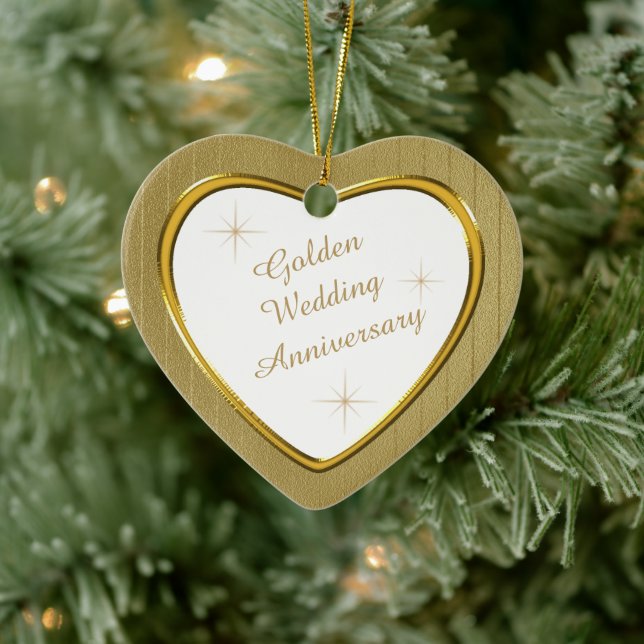 Gold Wedding Jubiläum Herz Keepake Keramikornament (Baum)