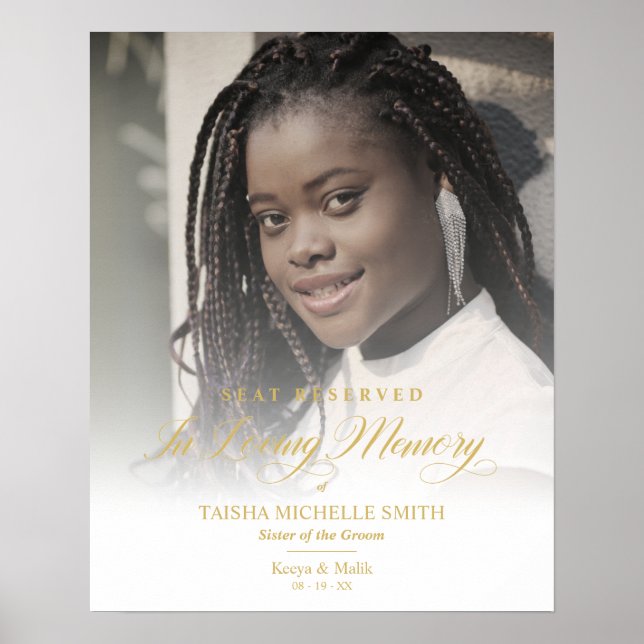 Gold Wedding Love Memory Reservierte Sitzplatz Lov Poster (Vorne)