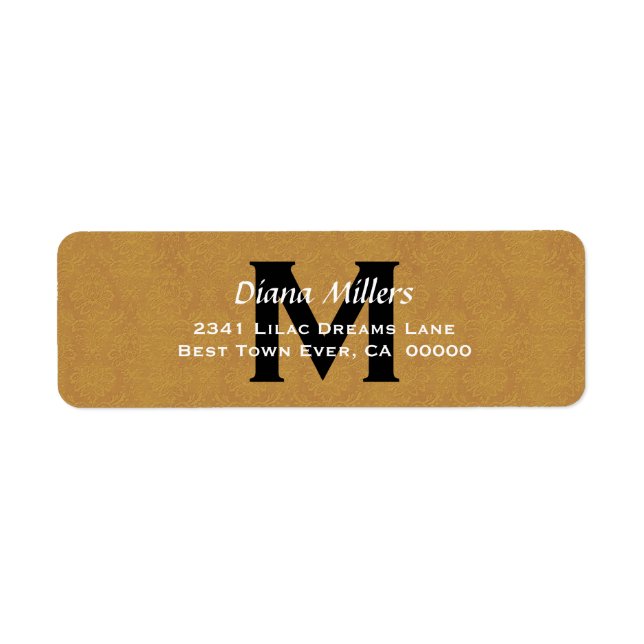 Gold Wedding Monogram Address Label V8 (Vorne)