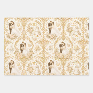 Gold Wedding Pattern Geschenkpapier Set