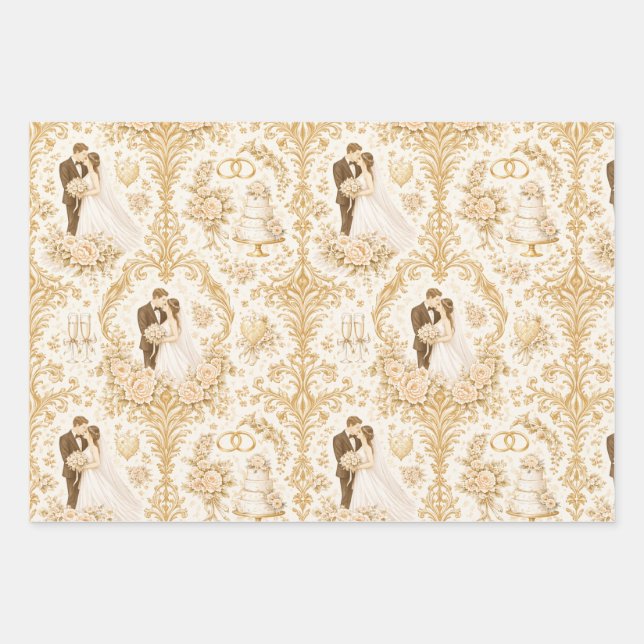 Gold Wedding Pattern Geschenkpapier Set (Vorderseite)