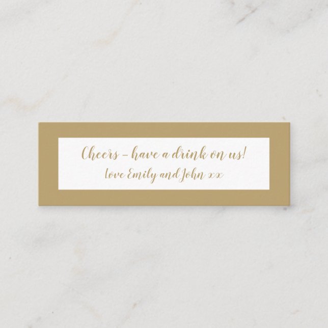 Gold Wedding Reception Drinks Ticket (Vorderseite)