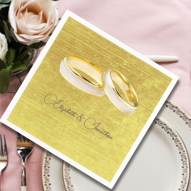 Gold Wedding Rings Custom Design Serviette (Von Creator hochgeladen)