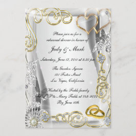 Gold Wedding Rings Herbst Probe Dinner einladen Einladung