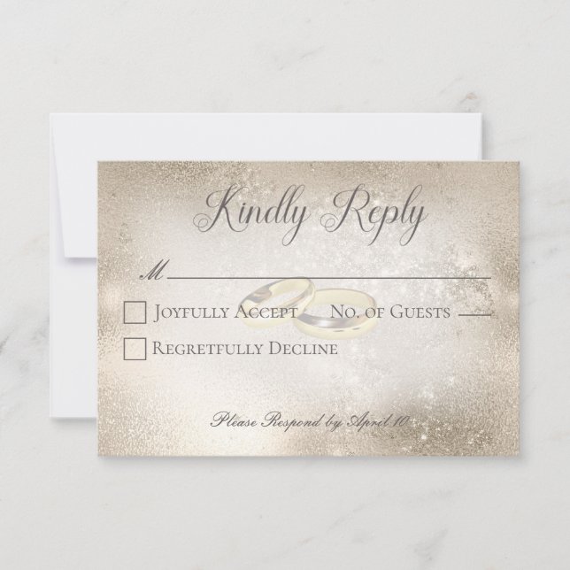 Gold Wedding Rings on Gold Wedding RSVP Karte (Vorderseite)