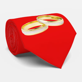 Gold Wedding Rings on Red Krawatte