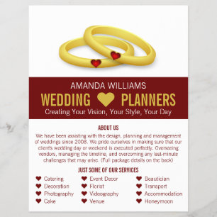 Gold Wedding Rings, Wedding Event Planner Werbung Flyer