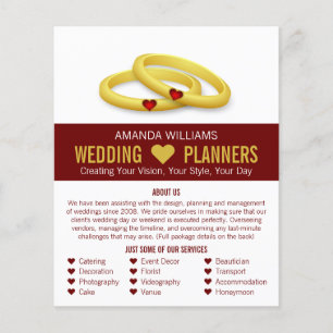 Gold Wedding Rings, Wedding Event Planner Werbung Flyer