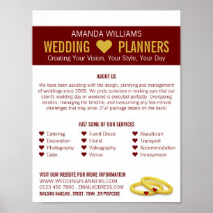 Gold Wedding Rings, Wedding Event Planner Werbung Poster