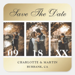 Gold Wedding Save the Date Foto Stickers