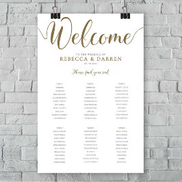 Gold Wedding Seating Chart 24x36 Poster