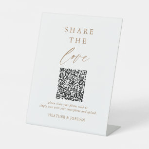Gold Wedding Share Liebe Foto QR Code Sockelschild