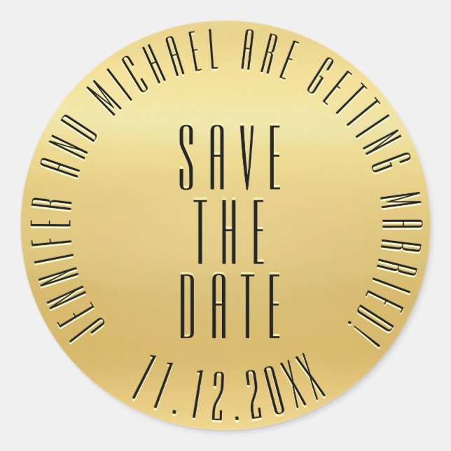 Gold Wedding Siegel Modern Runder Aufkleber (Vorderseite)