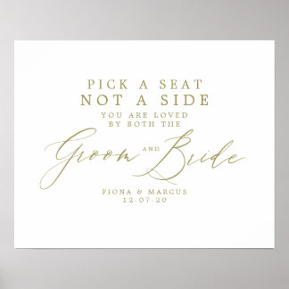 Gold Wedding Sign - Wählen Sie einen Platz und kei Poster
