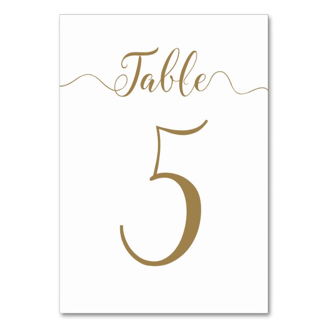 Gold Wedding Tischnummer 5 Card (Vorderseite)