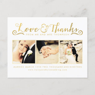Gold Wedding Vielen Dank, dass Sie Script Typograf Postkarte