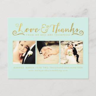 Gold Wedding Vielen Dank, dass Sie Script Typograf Postkarte