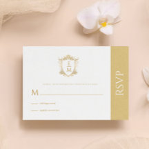 Gold Wedding Wappen Custom Monogram RSVP Card