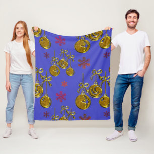 Gold Weihnachten Baubles und Schneeflocken Fleecedecke