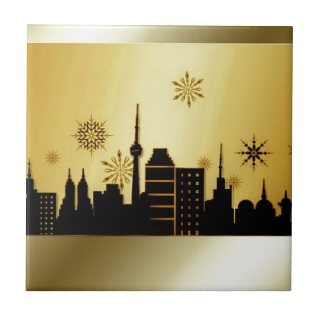 Gold Weihnachten Fliese (Vorderseite)