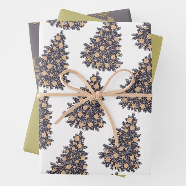 Gold Weihnachts-Wrackpapier Geschenkpapier Set (Beispiel)