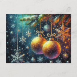 Gold Weihnachtsbälle Postkarte