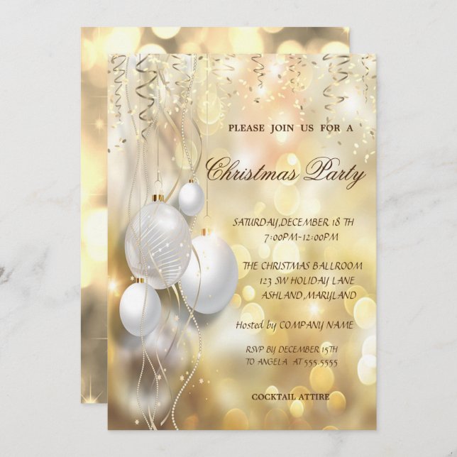 Gold, Weihnachtsbände Weihnachtsgebäck Weihnachtsg Einladung (Vorne/Hinten)