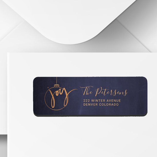 Gold Weihnachtsbaum Globe Joy Script auf Navy Blue (Von Creator hochgeladen)