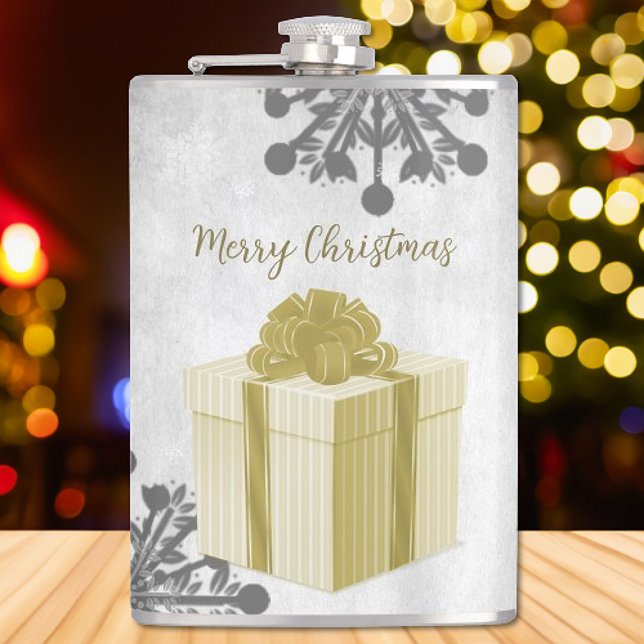 Gold Weihnachtsgeschenk Feiertage Flask Flachmann (Gold Christmas Gift Holiday Flask)